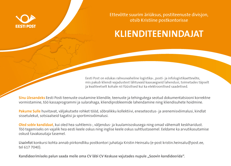 Eesti Post AS Klienditeenindaja (Kristiine postkontor)