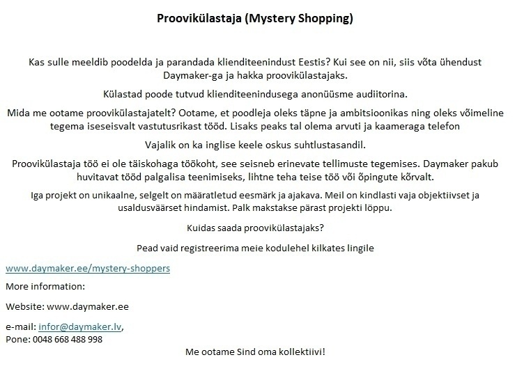 Daymaker Mystery Shopper