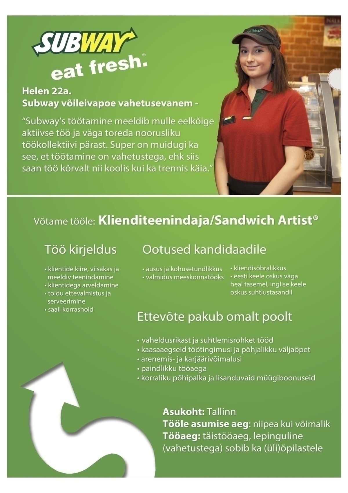 Panino OÜ Klienditeenindaja (Sandwich Artist®)