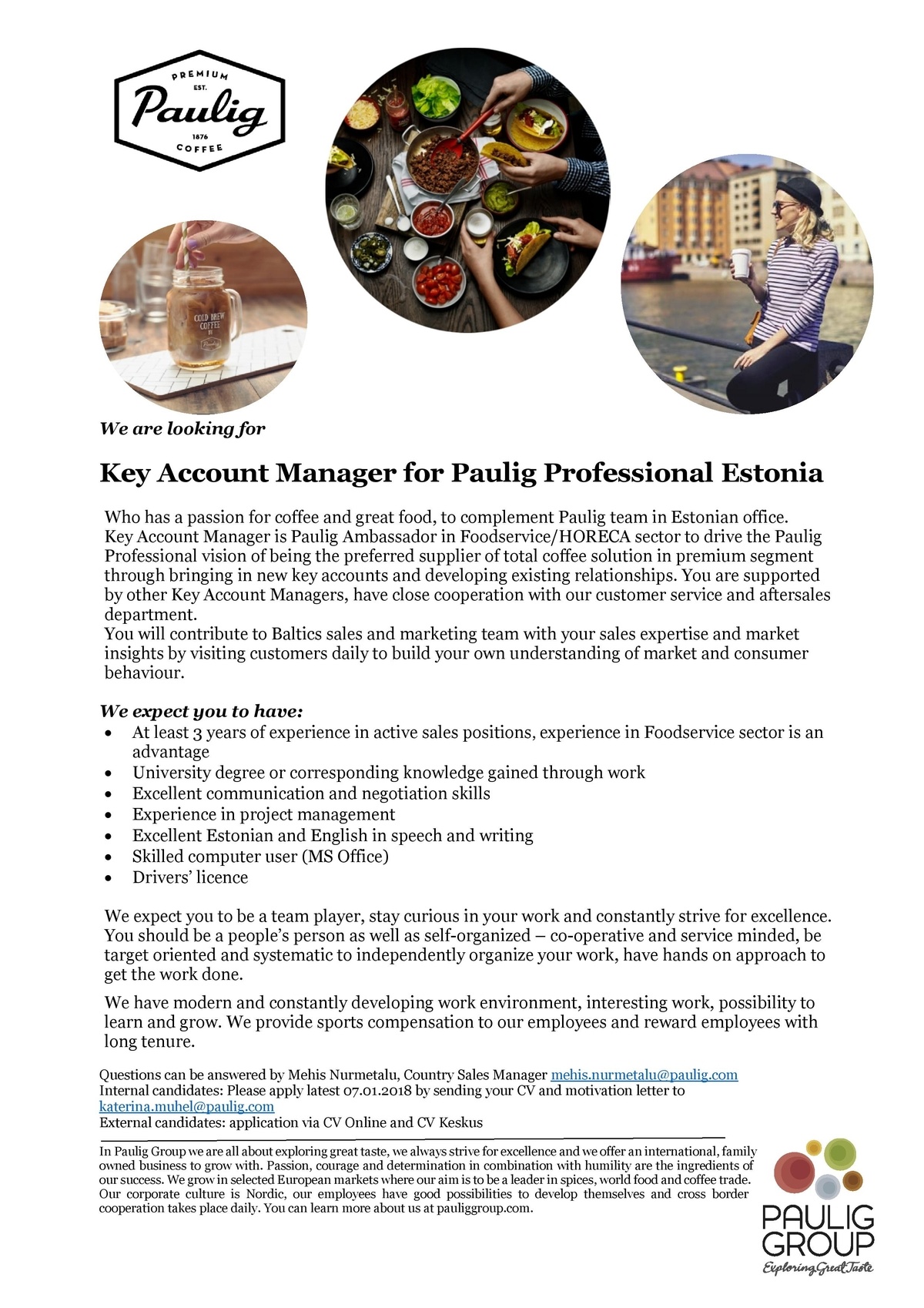 Paulig Group Key Account Manager for Paulig Professional Estonia