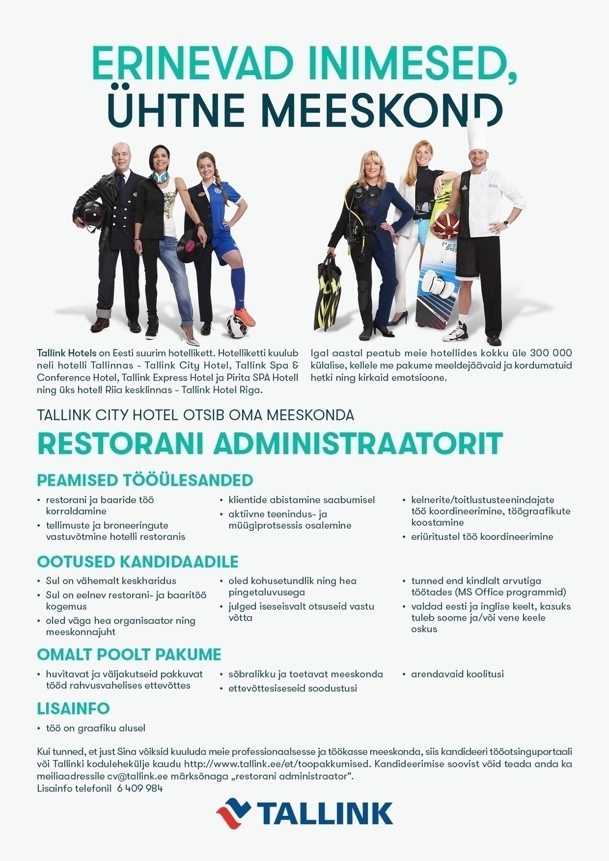 Tallink Grupp AS Restorani adminstraator (Tallink City Hotel)