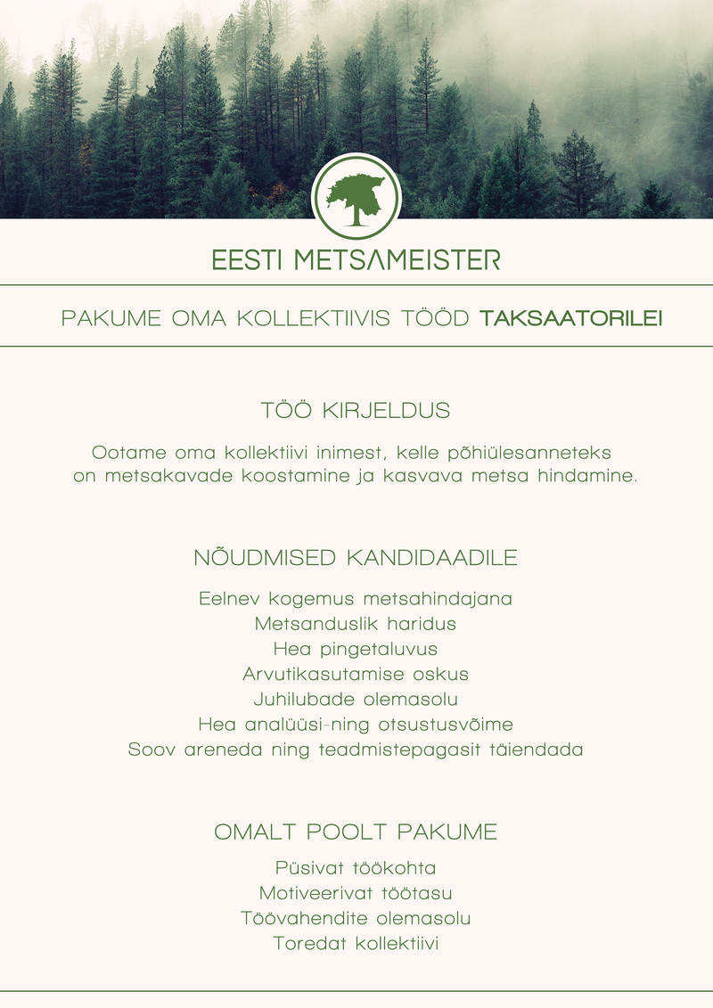 EESTI METSAMEISTER OÜ TAKSAATOR