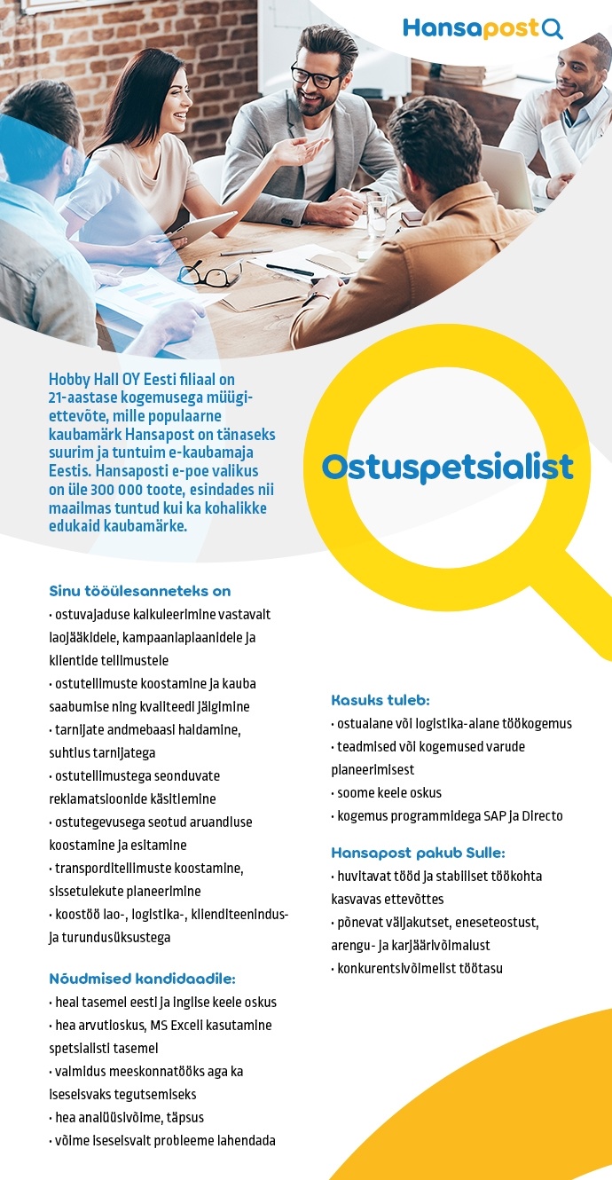 CV Keskus tööpakkumine Ostuspetsialist, 2018-10-30