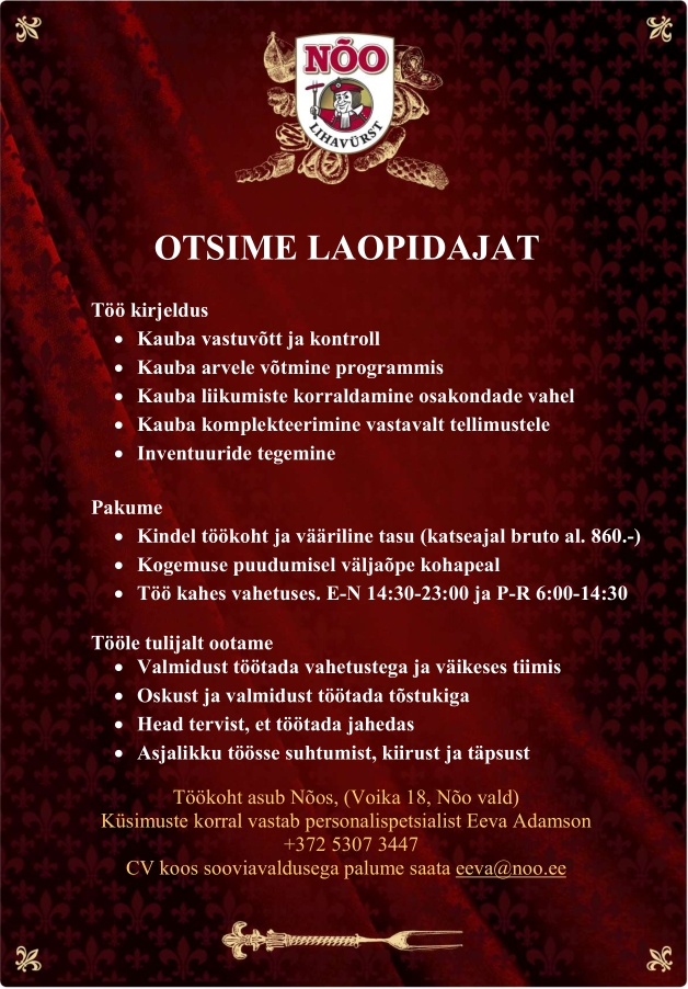 Nõo Lihatööstus AS Laopidaja