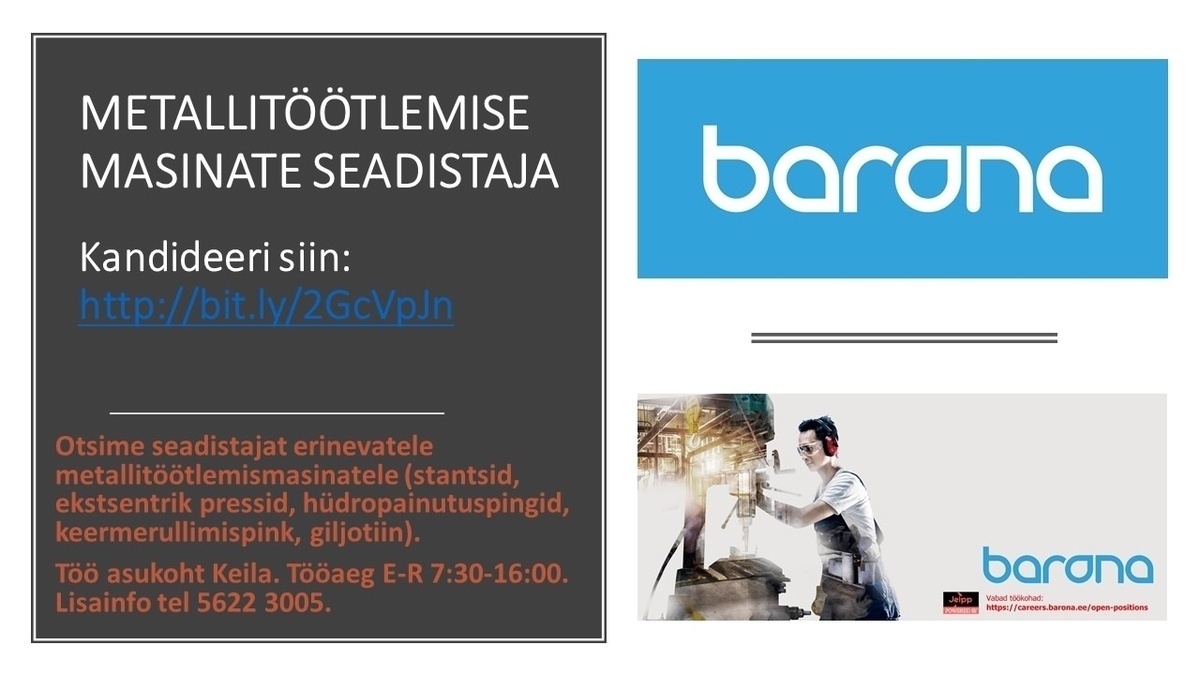 Barona Eesti OÜ Hooldustehnik (metallitööstuse masinad)