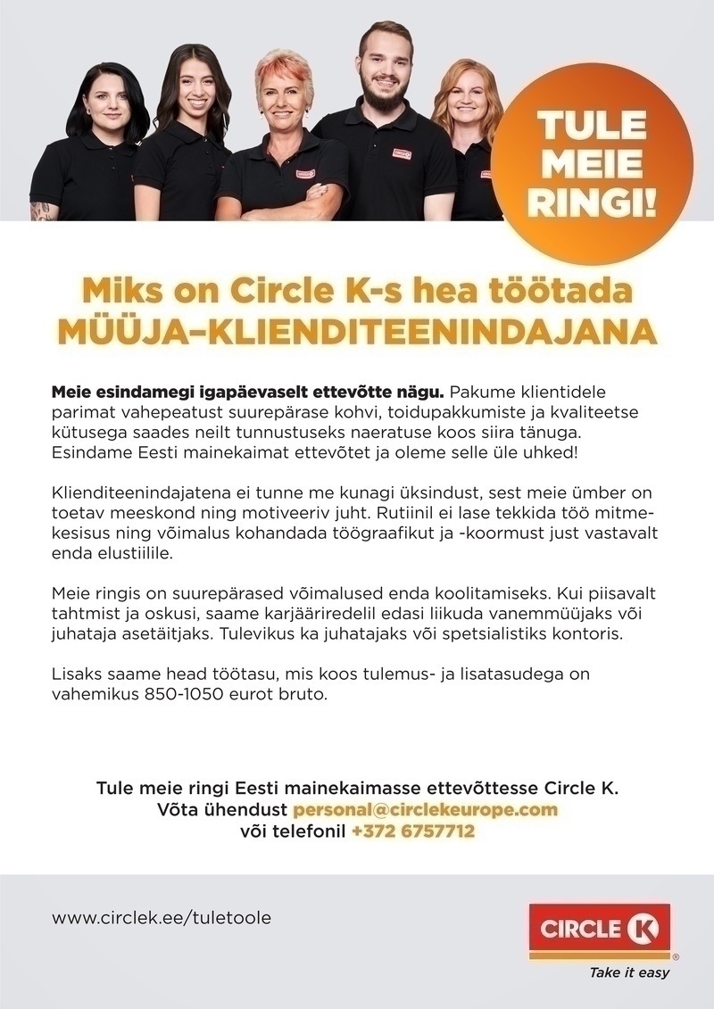 Circle K Eesti AS Müüja-klienditeenindaja Sikupilli teenindusjaama