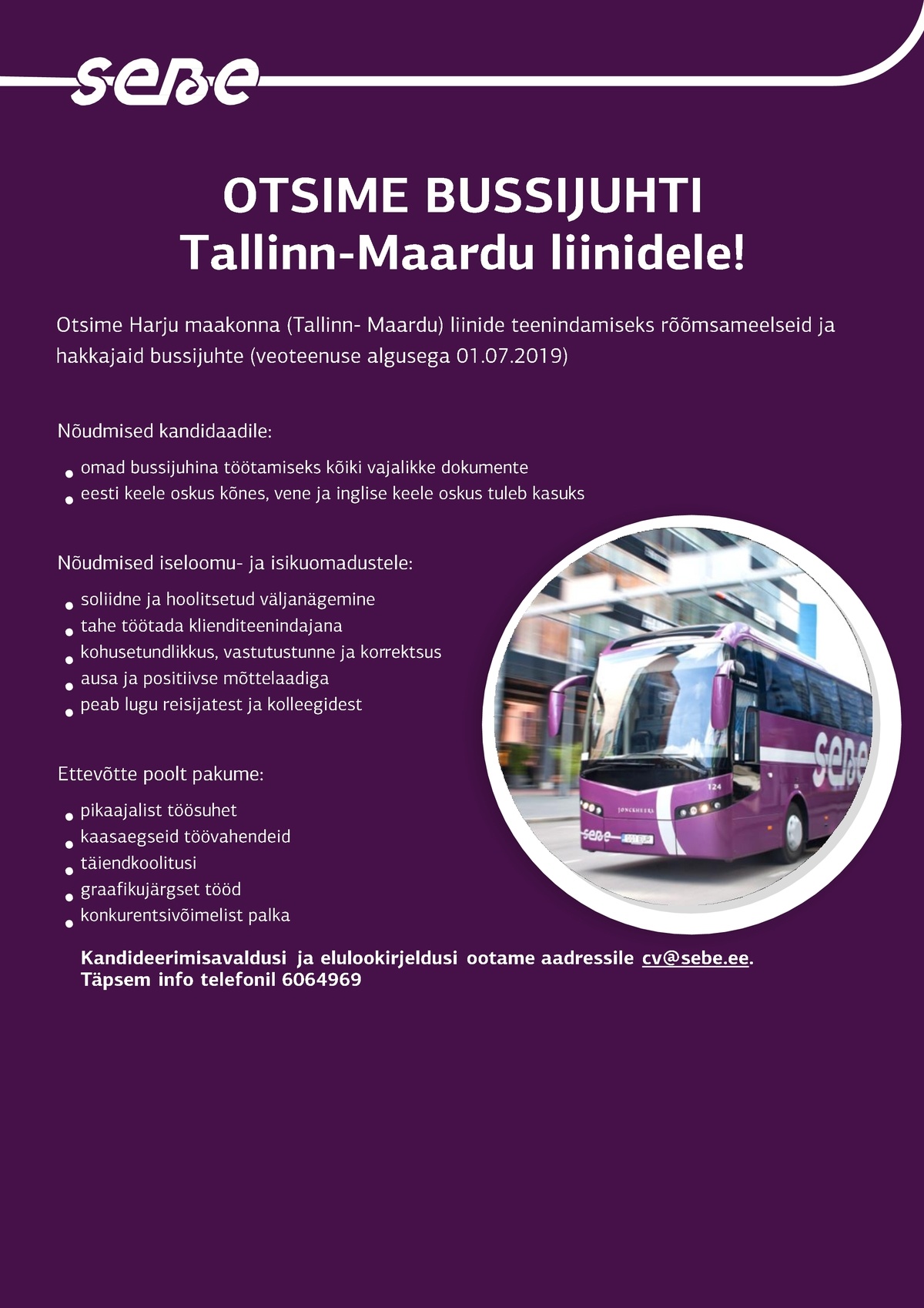 Sebe AS Bussijuht Tallinn-Maardu liinidele