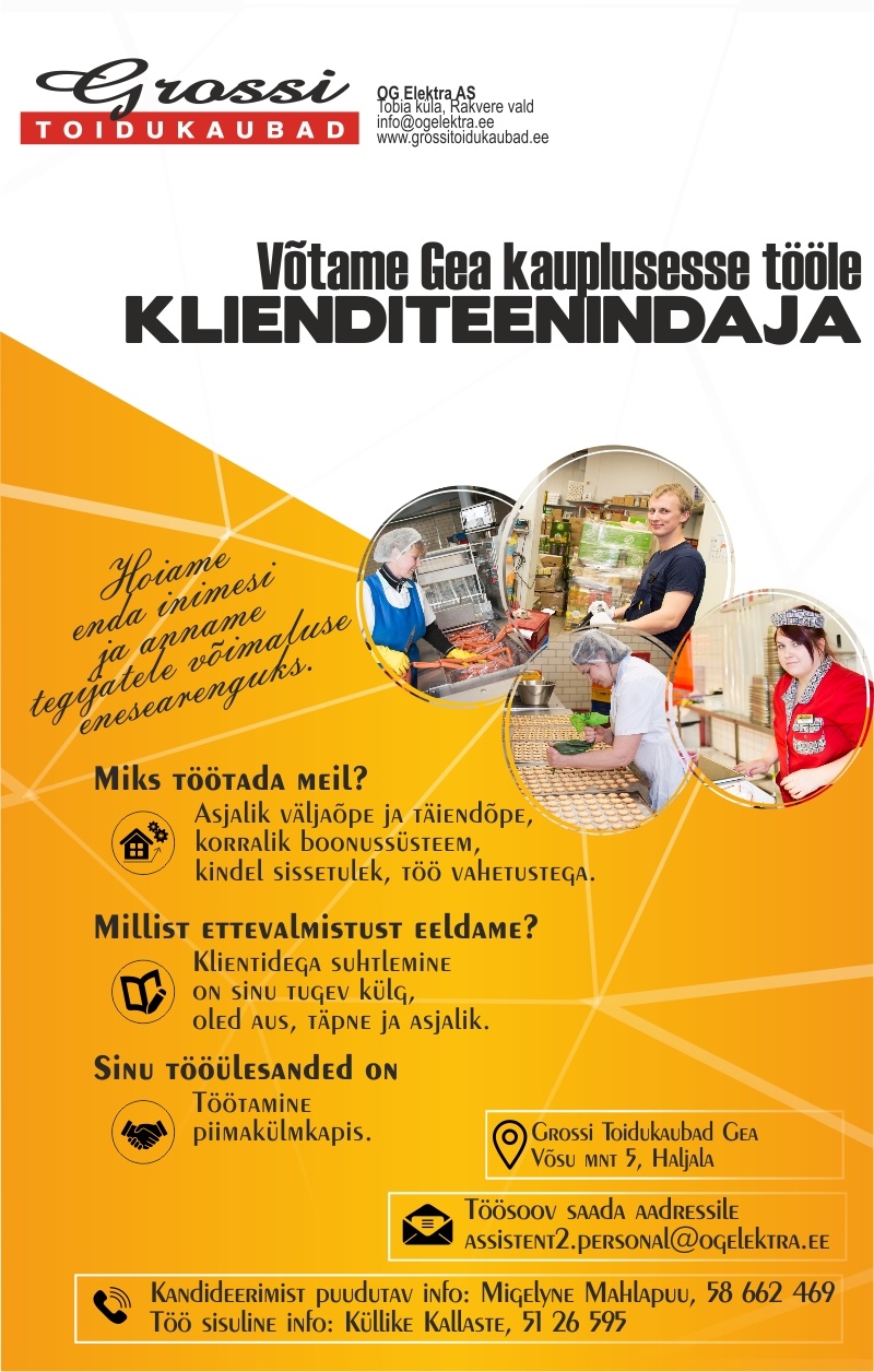 OG Elektra AS Klienditeenindaja (Gea)