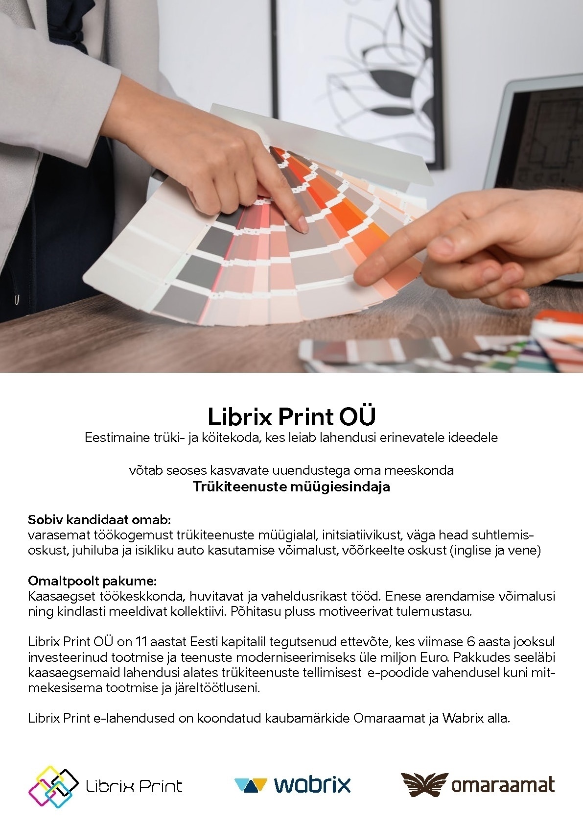 LIBRIX PRINT OÜ Trükiteenuste müügiesindaja