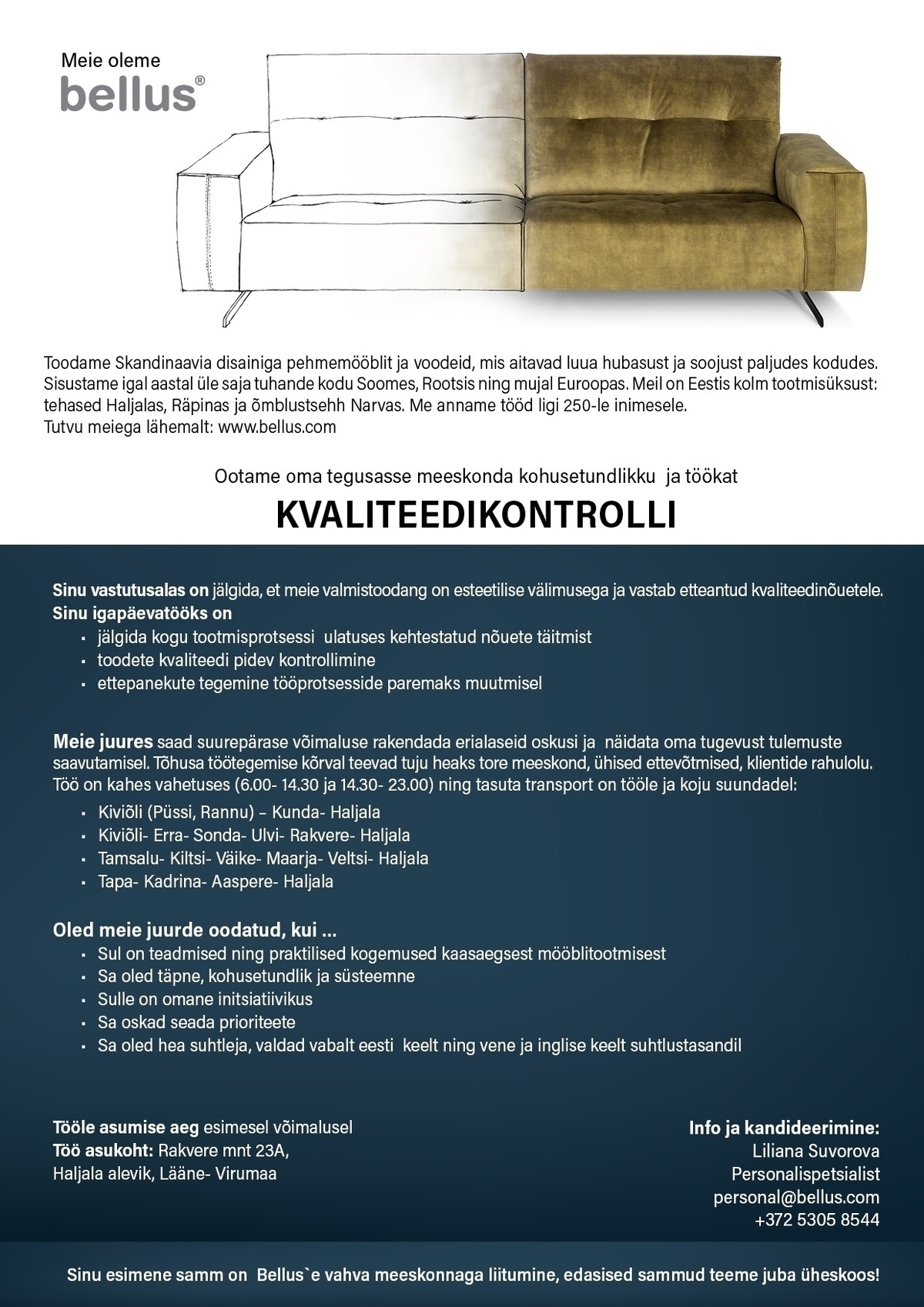 Bellus Furniture OÜ Kvaliteedikontroll