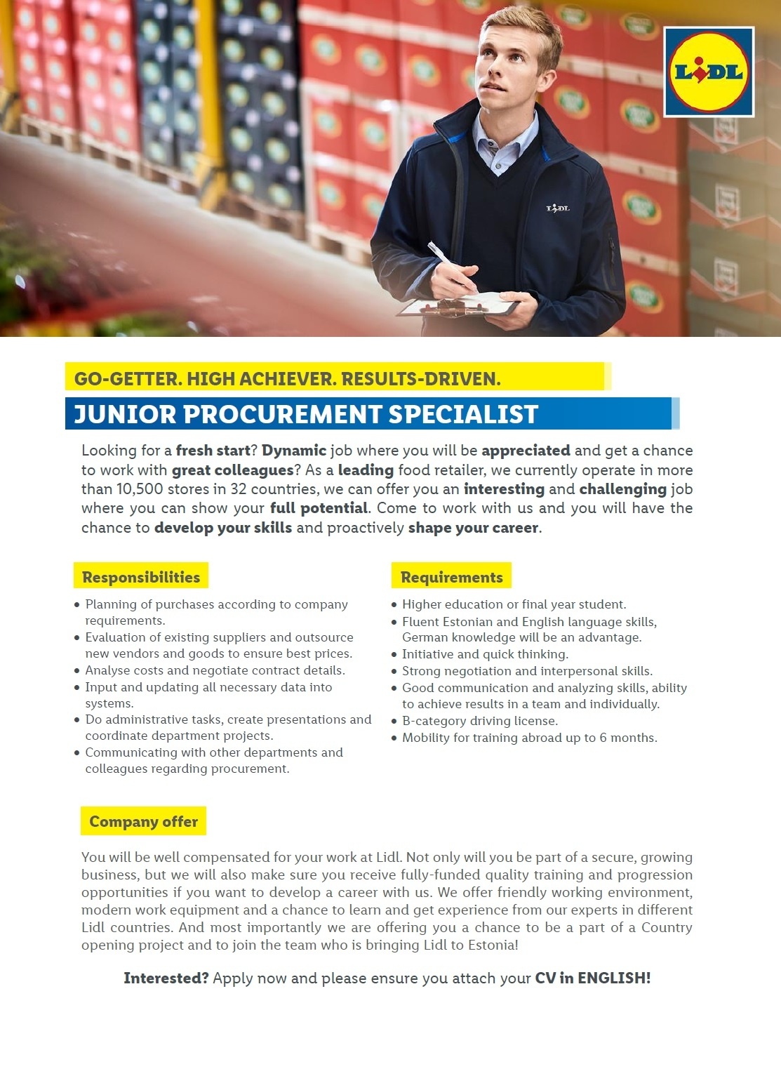 CV Keskus Job Ad Junior Procurement Specialist 2019 11 28