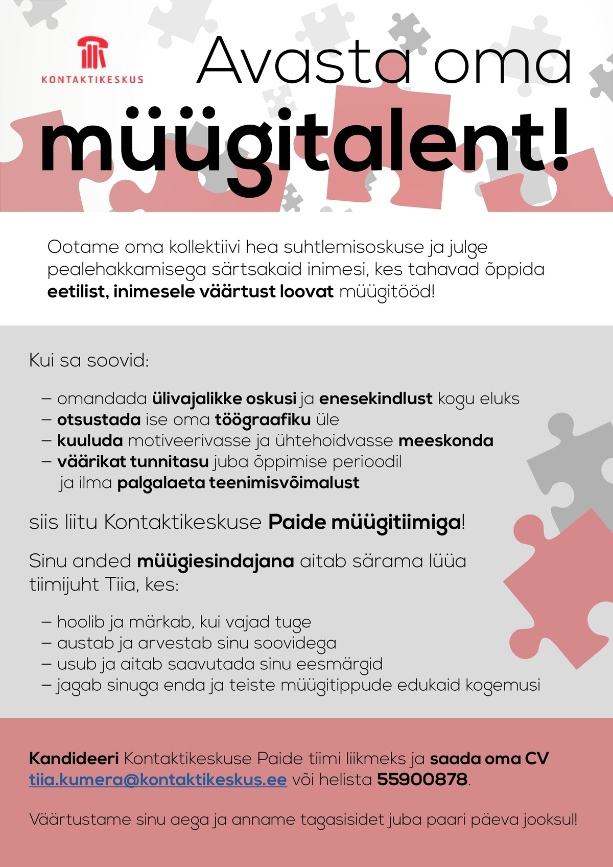 KONTAKTIKESKUS OÜ Müügiesindaja