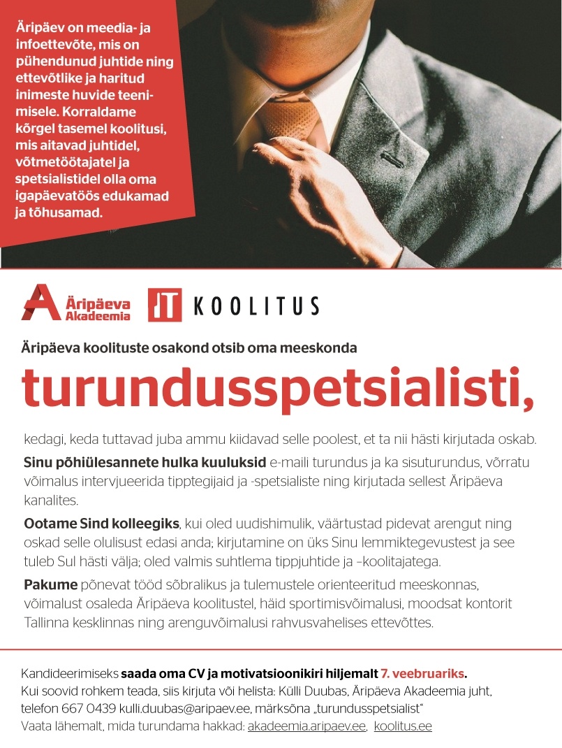 AS Äripäev Turundusspetsialist