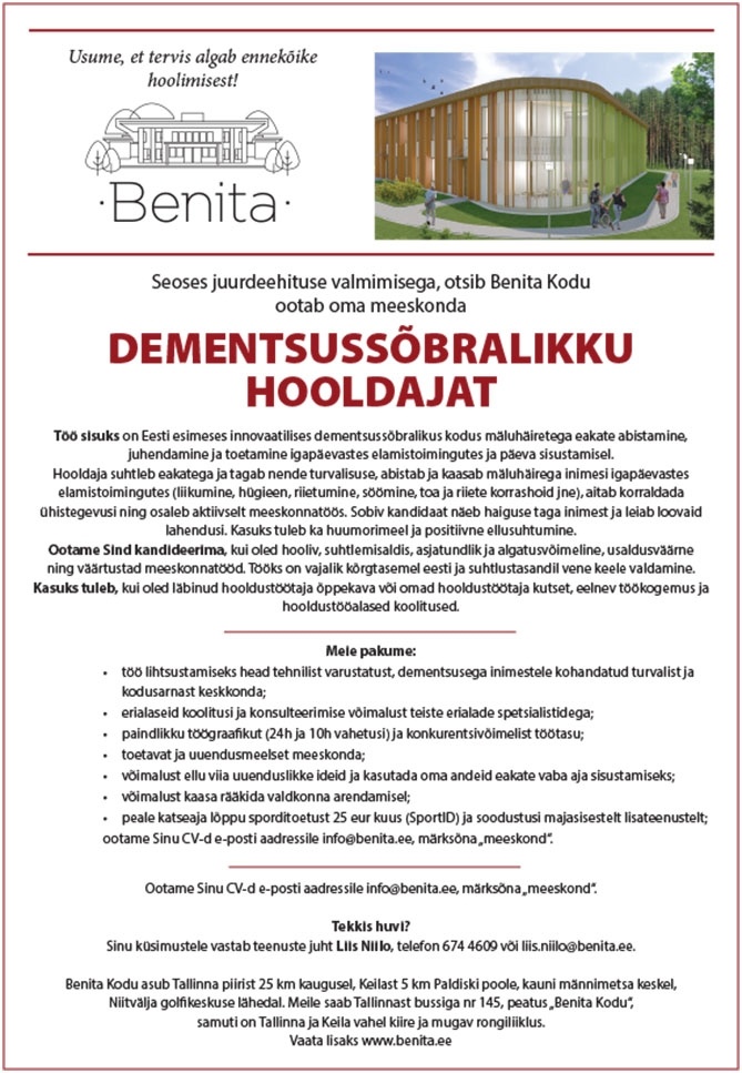 Benita Kodu AS Dementsussõbralik hooldaja