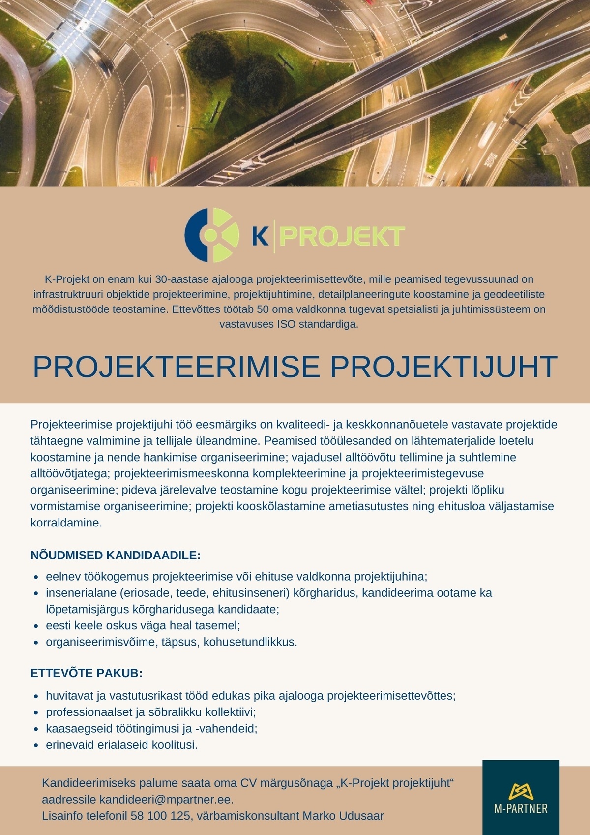 M-Partner HR OÜ Projekteerimise projektijuht