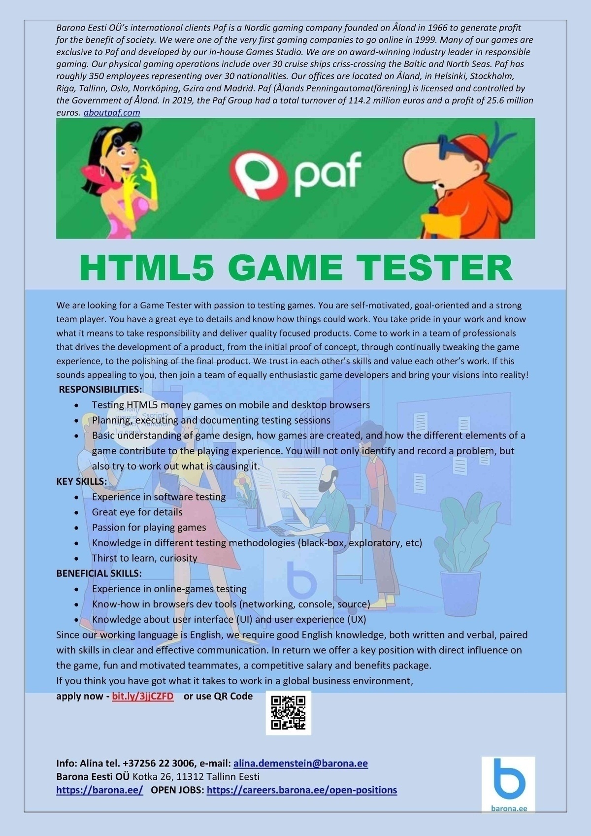 Barona Eesti OÜ HTML5 GAME TESTER