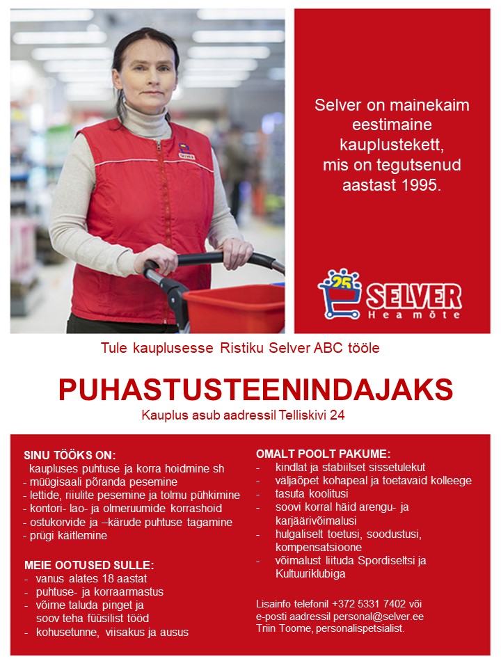 Selver Puhastusteenindaja kaupluses Ristiku Selver ABC