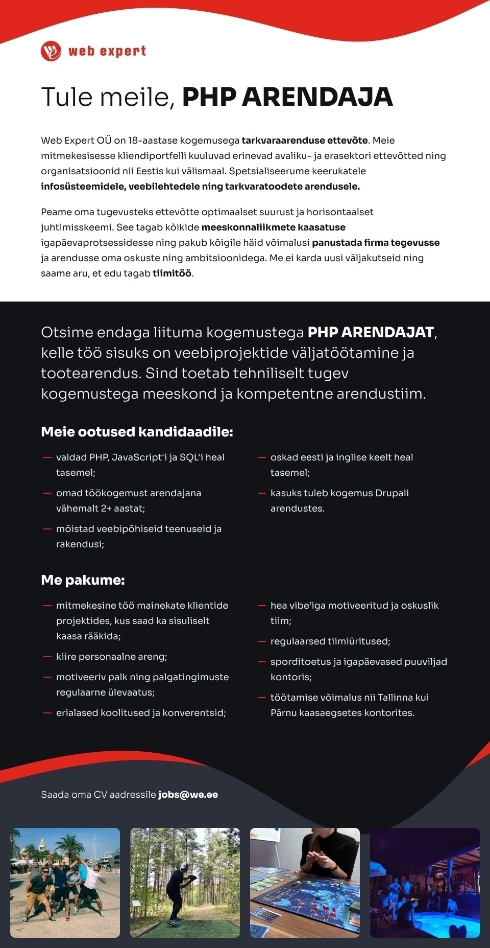 Web Expert OÜ PHP arendaja