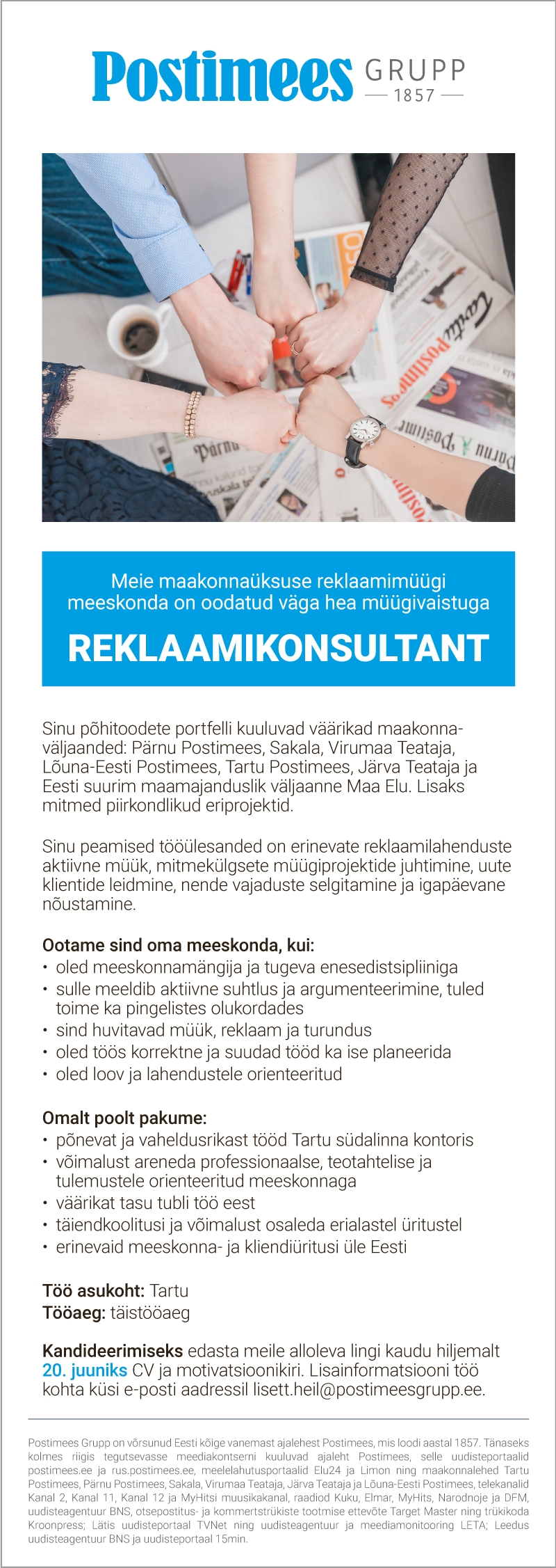 CV Keskus tööpakkumine Reklaamikonsultant, 2021-06-02