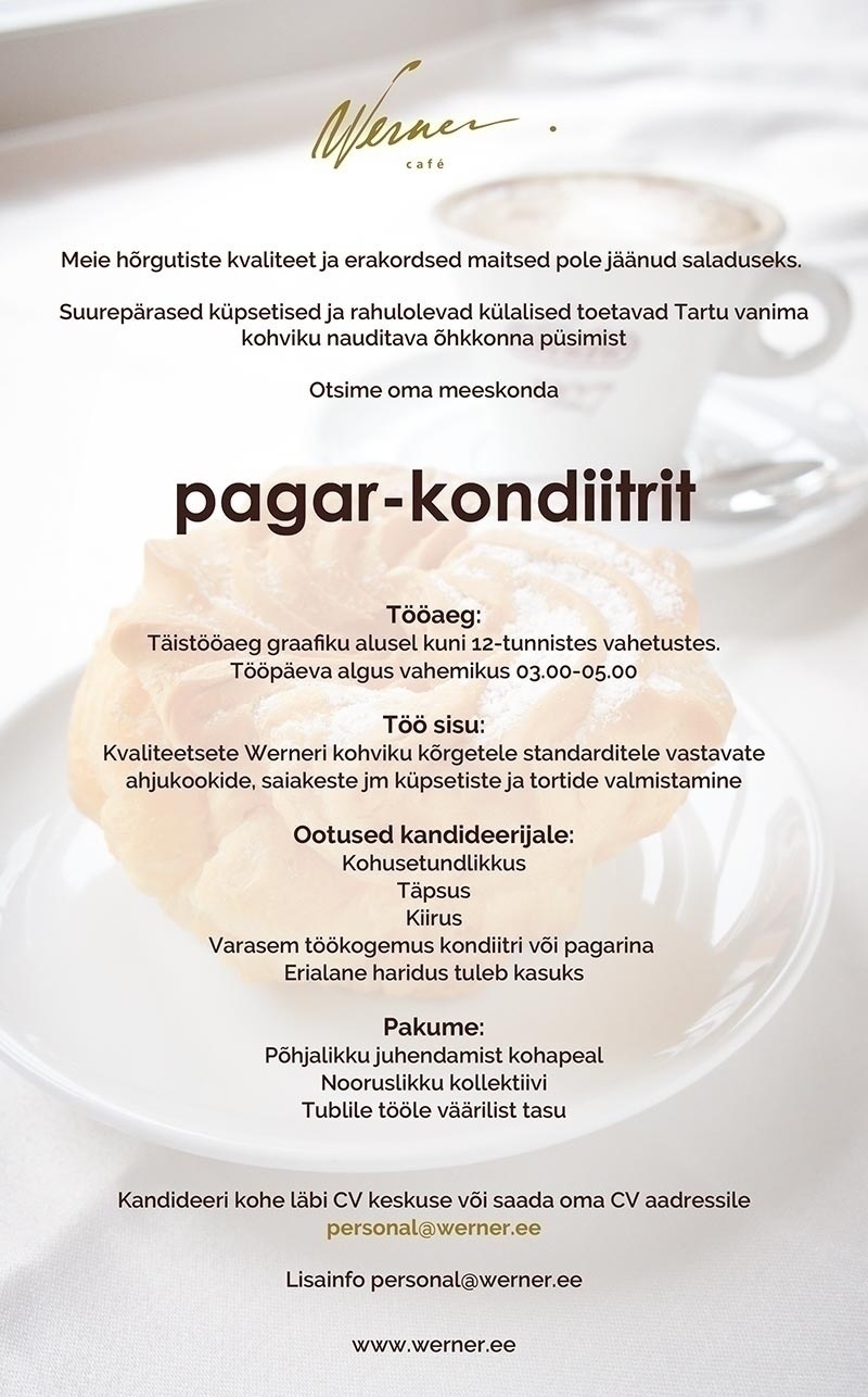 GUSTAV CAFE OÜ Pagar-kondiiter