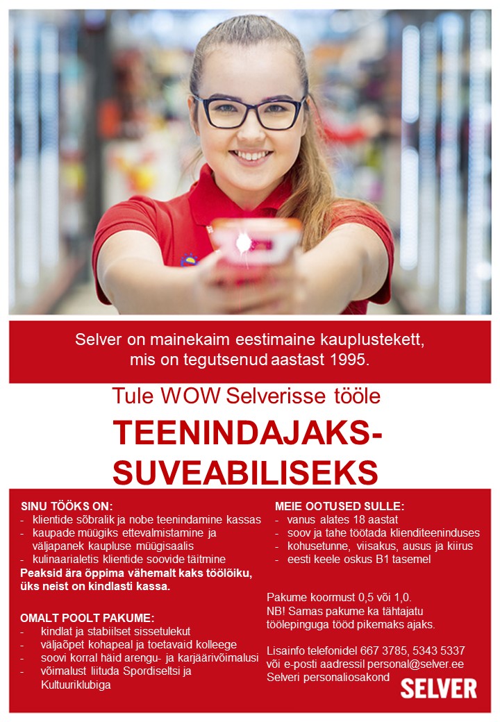 Selver Teenindaja (suveabiline) WOW Selveris