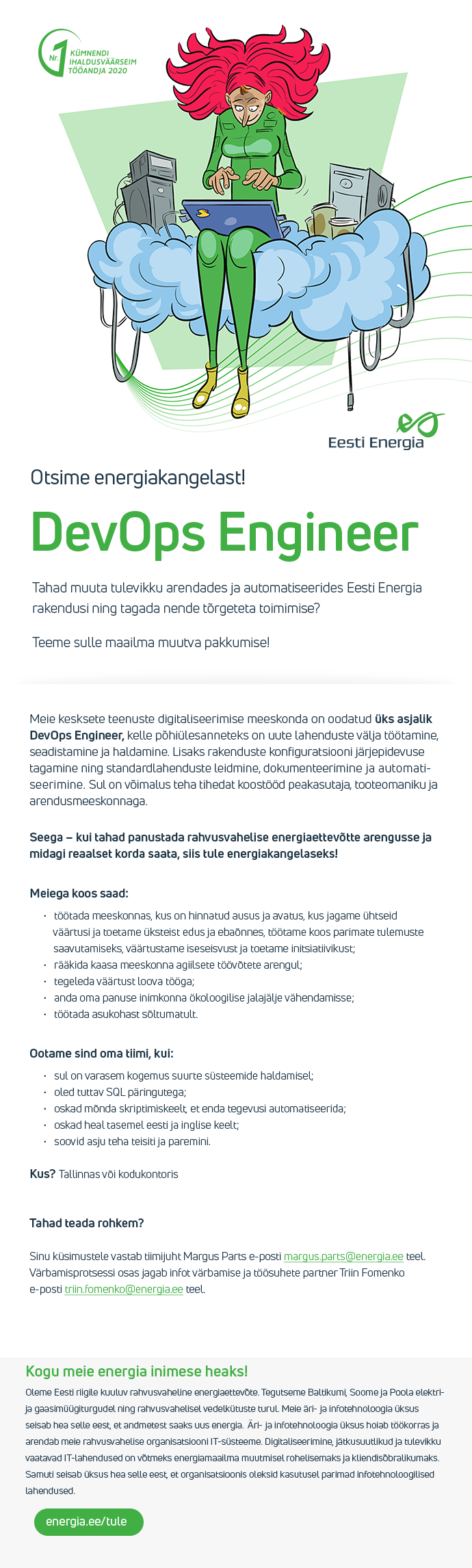 Eesti Energia AS DEVOPS ENGINEER