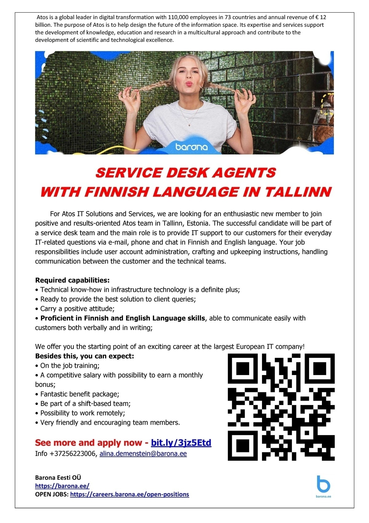 Barona Eesti OÜ Finnish speaking Service Desk agent