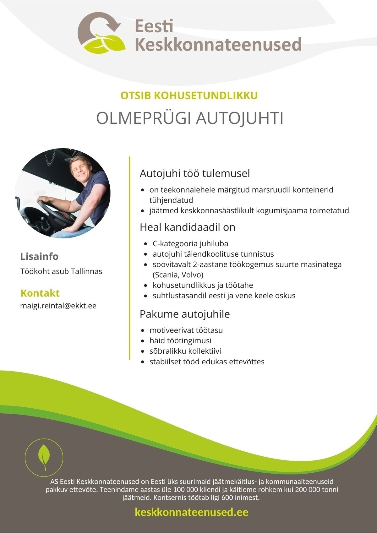 Eesti Keskkonnateenused AS Olmeprügi autojuht