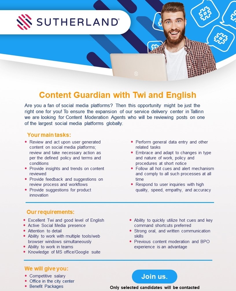 SUTHERLAND GLOBAL SERVICES OÜ Content Guardian with Twi and English