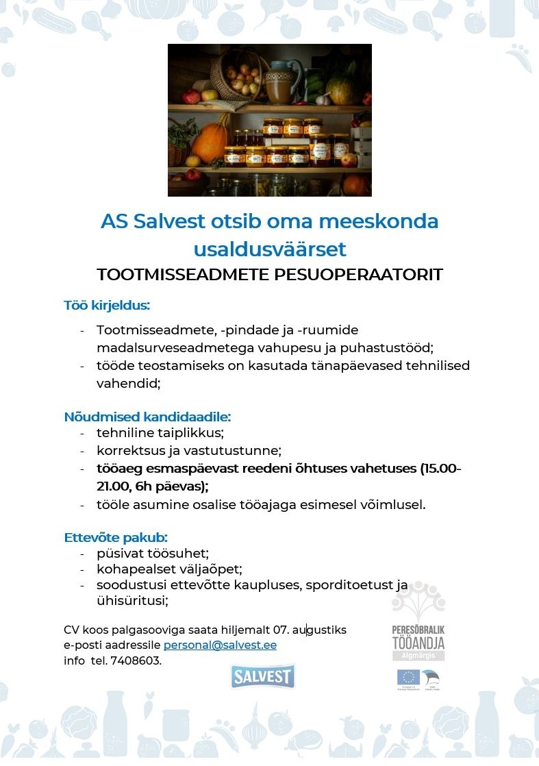 Salvest AS Tootmisseadmete pesuoperaator