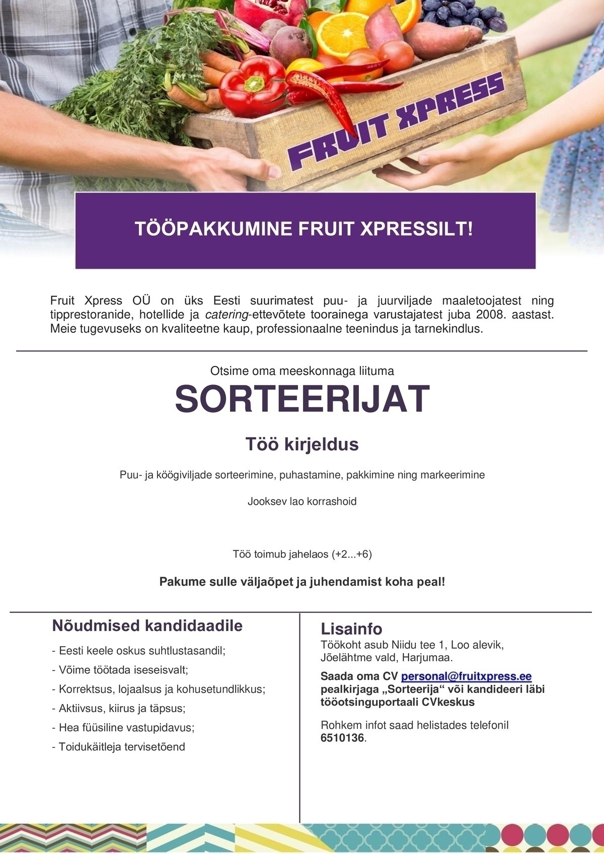 FRUIT XPRESS OÜ Sorteerija (tähtajaline)