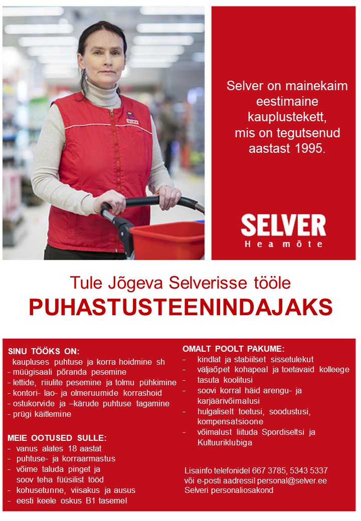 Selver Puhastusteenindaja Jõgeva Selveris