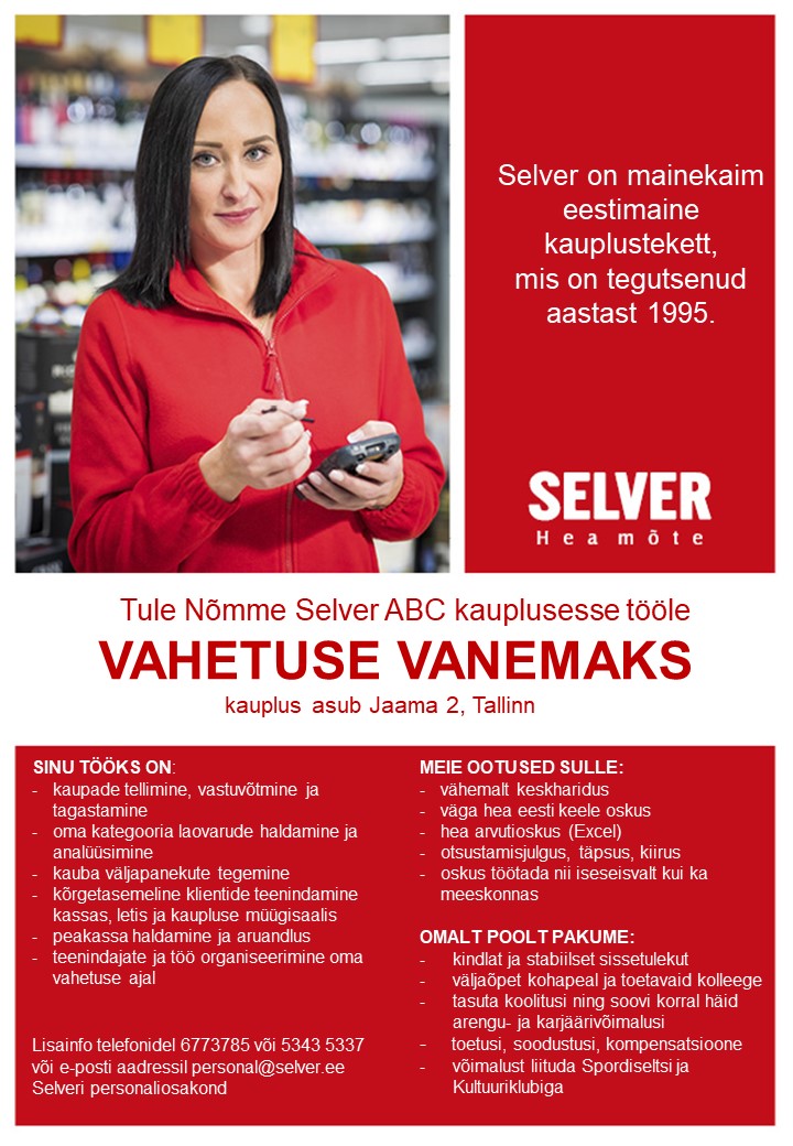 Selver Vahetuse vanem Nõmme Selver ABC-s