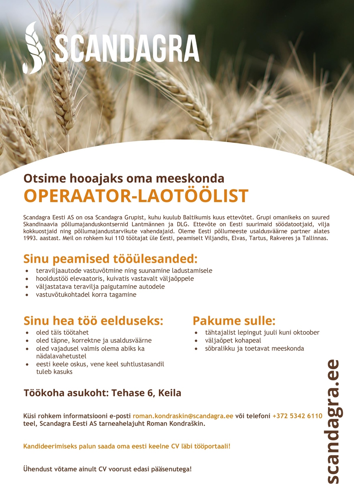 SCANDAGRA EESTI AS Operaator-laotööline