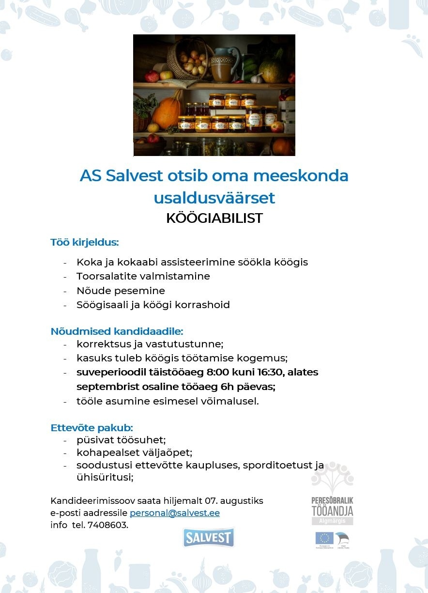 Salvest AS Köögitööline