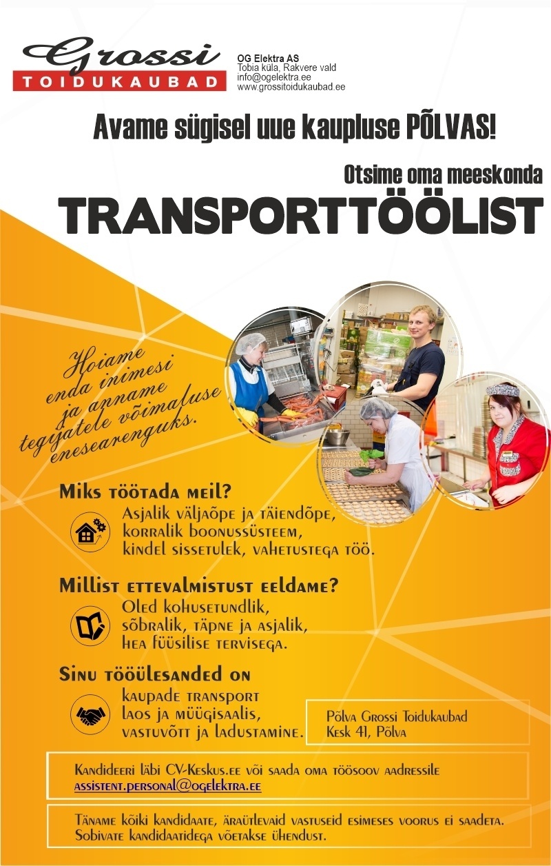 OG Elektra AS Transporttööline (UUS kauplus Põlvas)