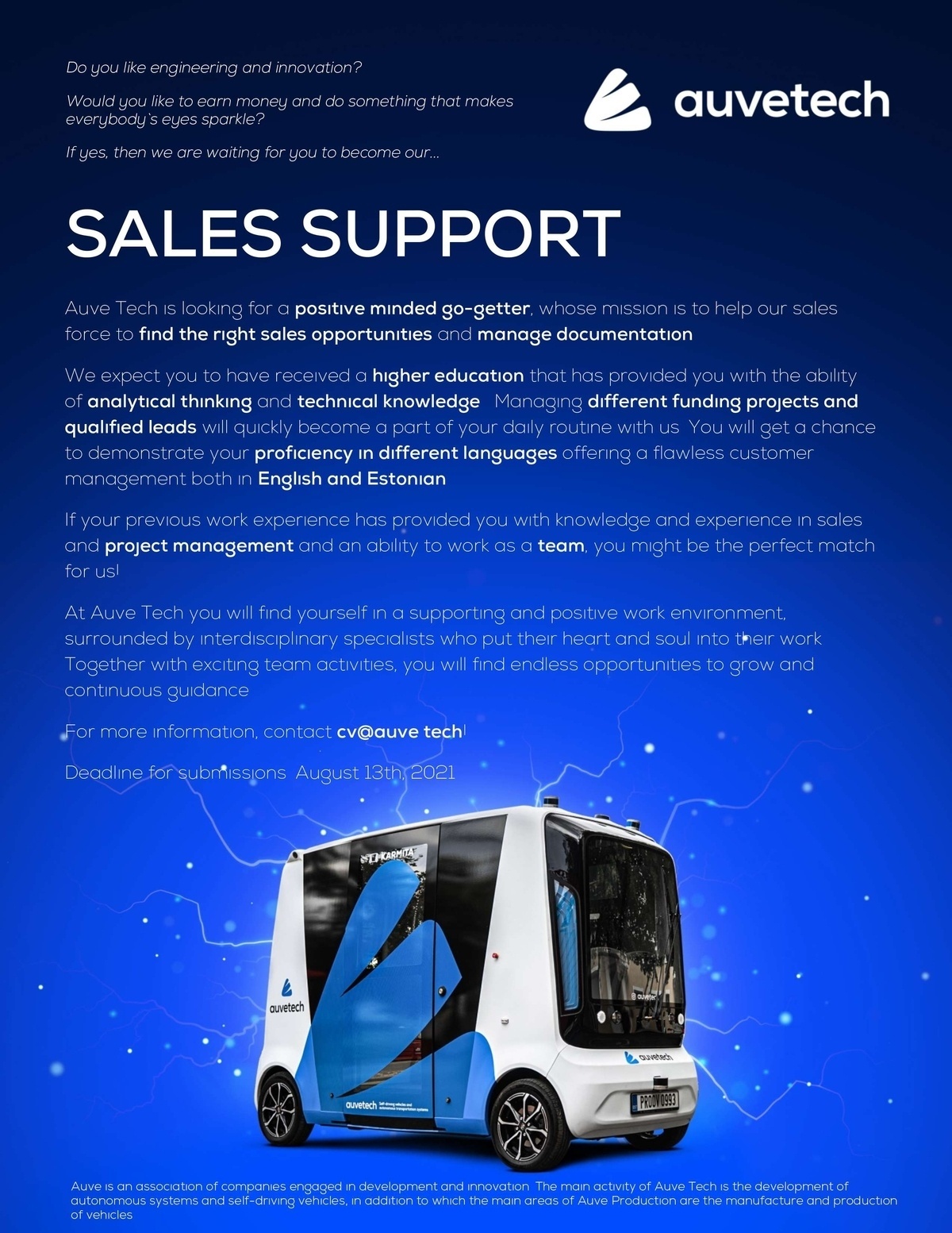 Auve Tech OÜ Sales Support