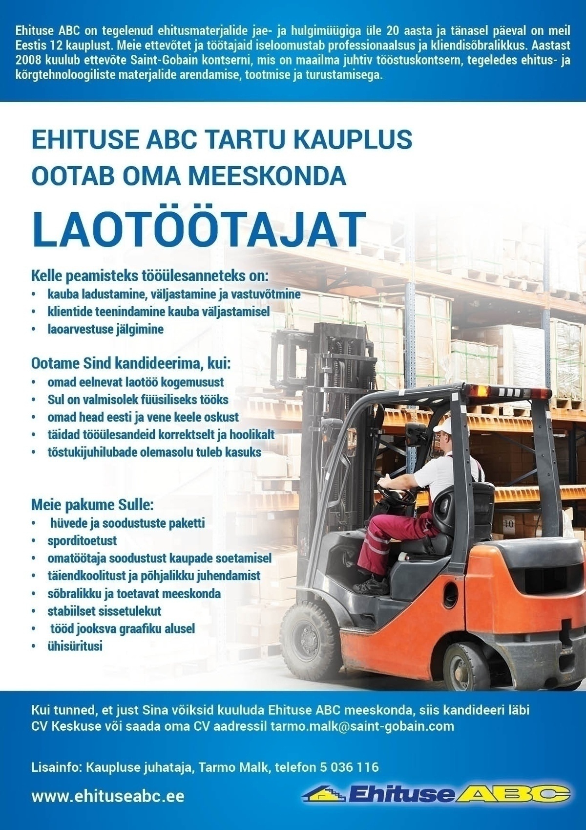 Optimera Estonia AS - Ehituse ABC Laotöötaja (Tartu Ehituse ABC)