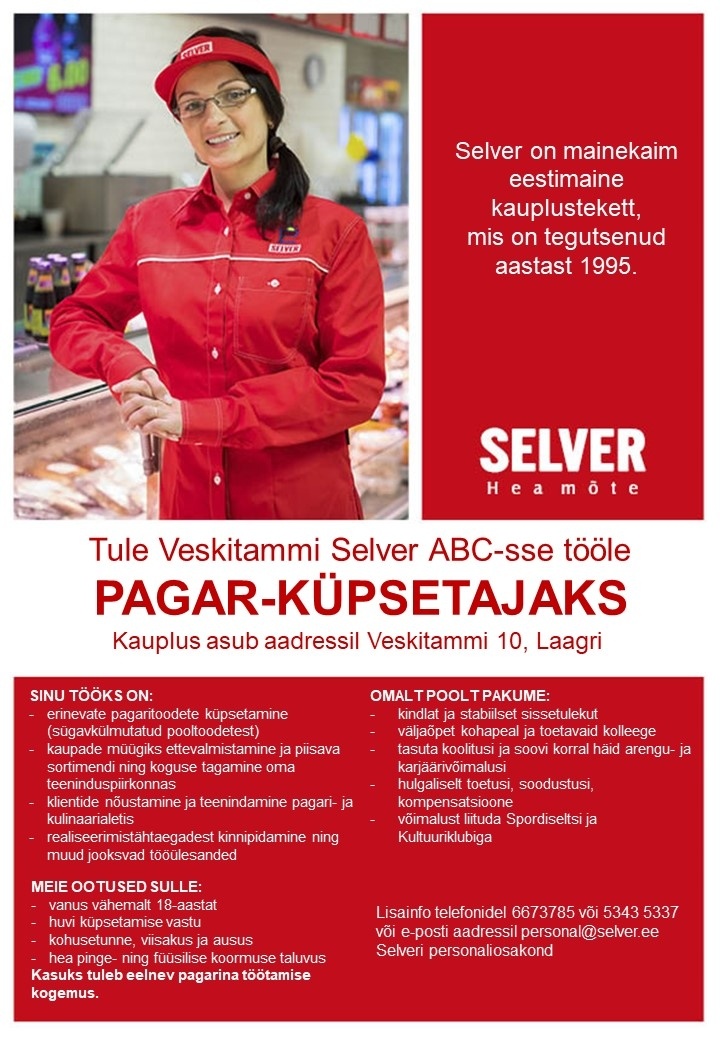 Selver Pagar-küpsetaja Veskitammi Selver ABC-s