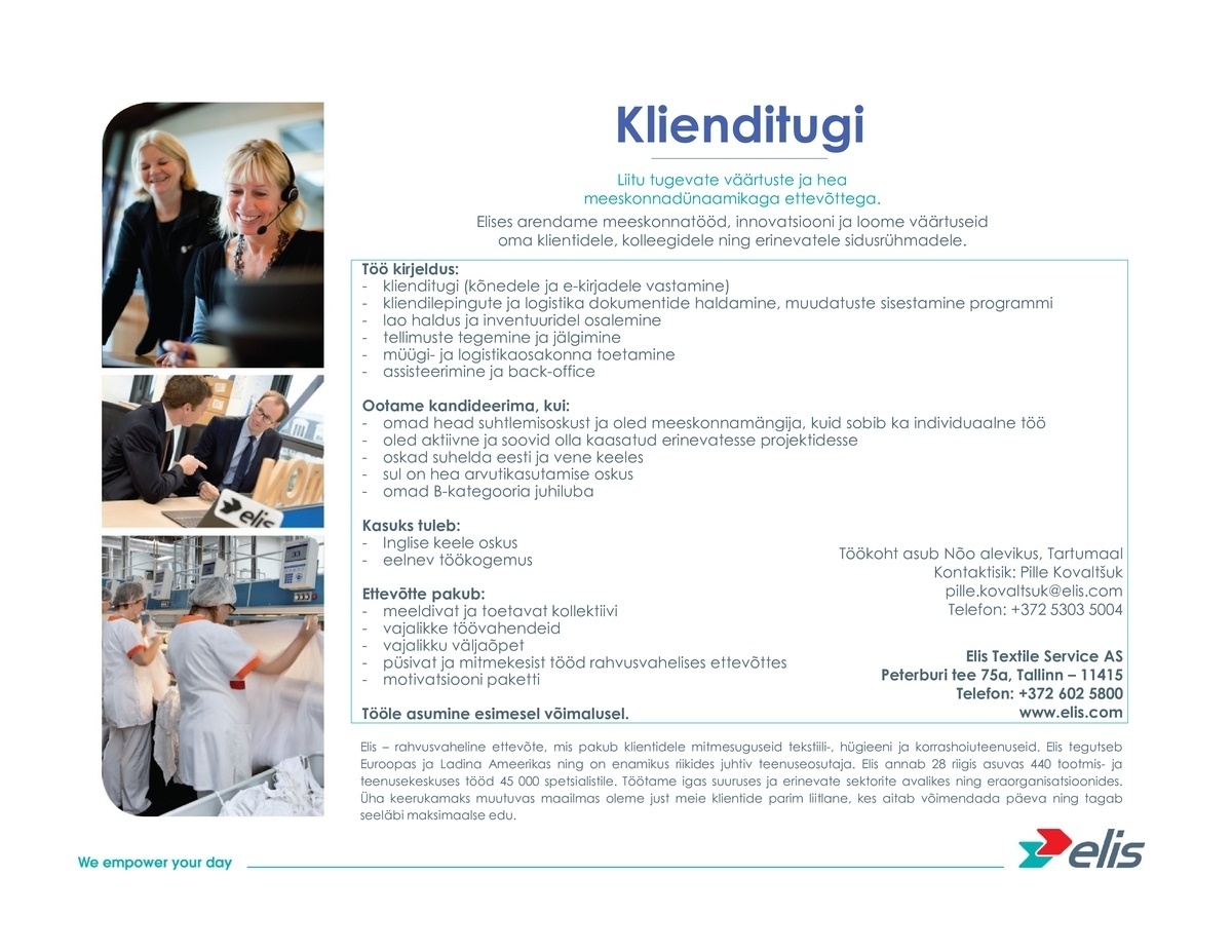 ELIS TEXTILE SERVICE AS Klienditugi