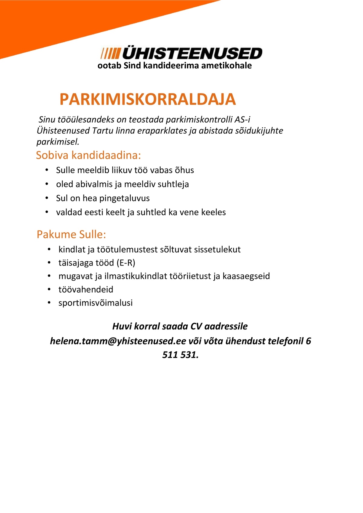 ÜHISTEENUSED AS Parkimiskorraldaja