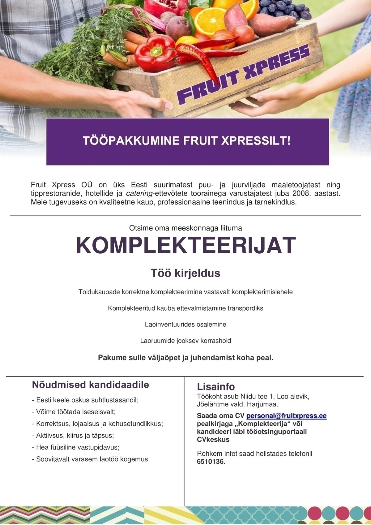 FRUIT XPRESS OÜ Komplekteerija