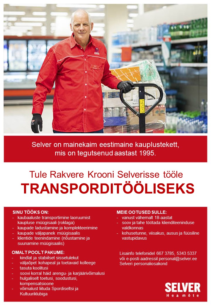 Selver Transporditööline Krooni Selveris