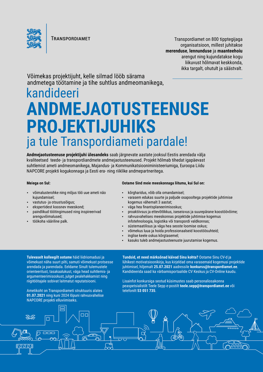 Transpordiamet Andmejaotusteenuste projektijuht