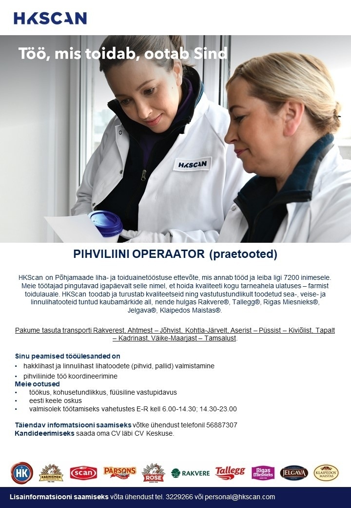 HKScan Estonia AS PIHVILIINI OPERAATOR