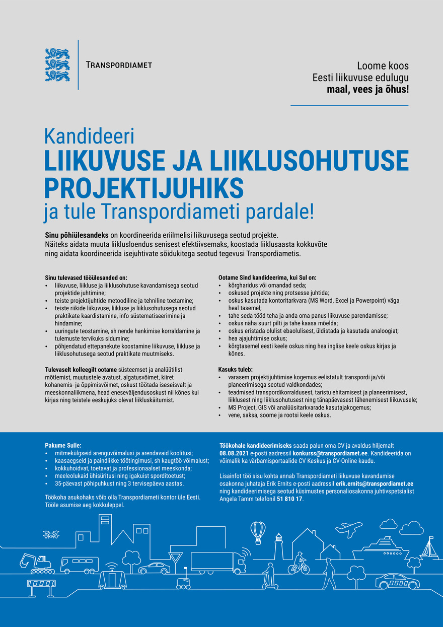 Transpordiamet Liikuvuse ja liiklusohutuse projektijuht