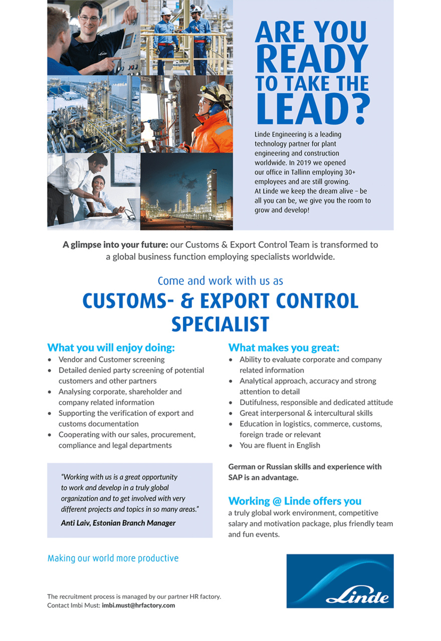 The Linde Group Customs- & Export Control Specialist