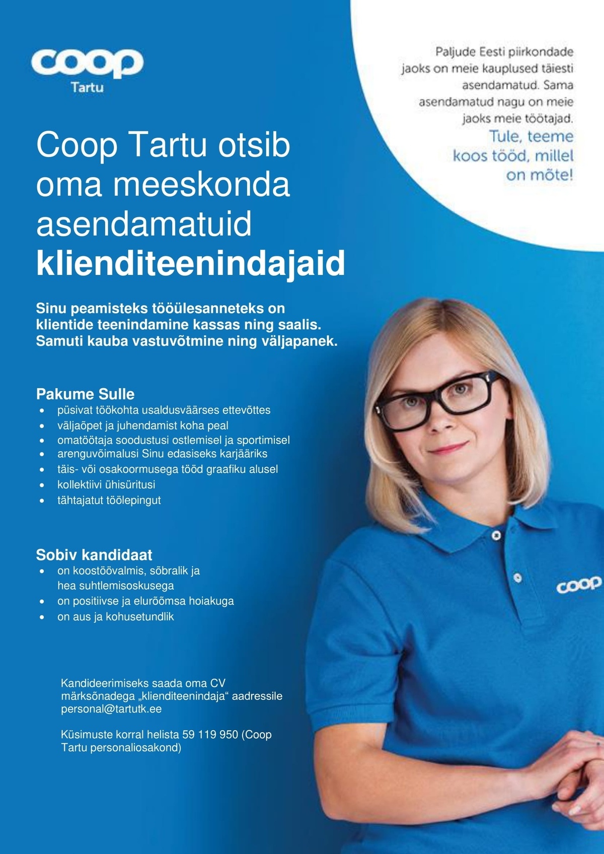 Tartu Tarbijate Kooperatiiv TÜH Klienditeenindaja (Coop Tartu)