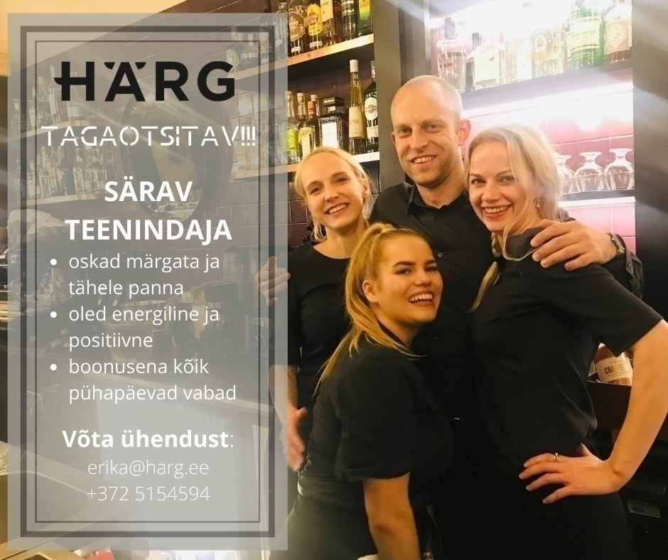 PULL RESTORANID OÜ (restoran  Härg) Särav teenindaja