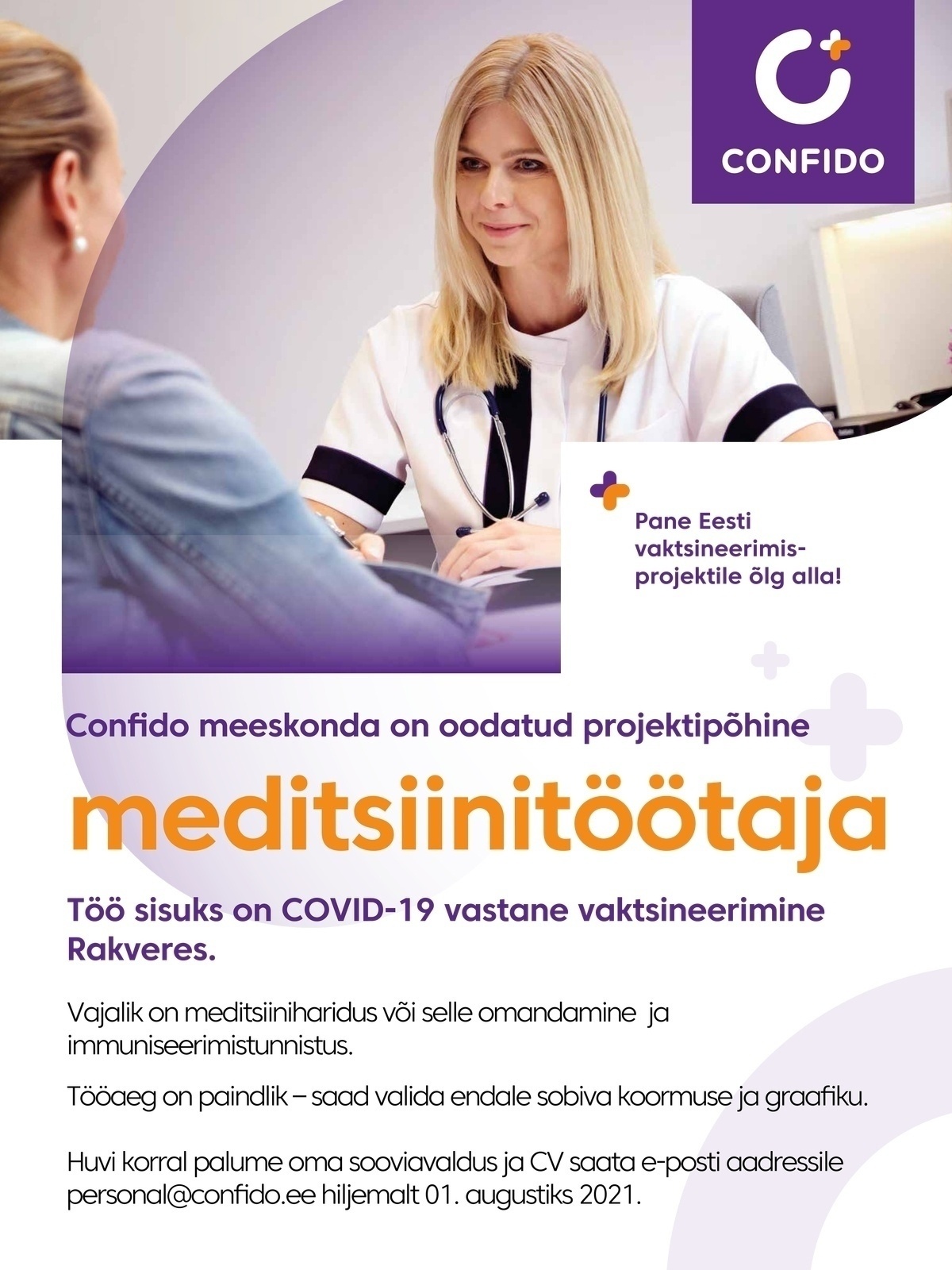 Arstikeskus Confido OÜ Meditsiinitöötaja vaktsineerimisprojekti